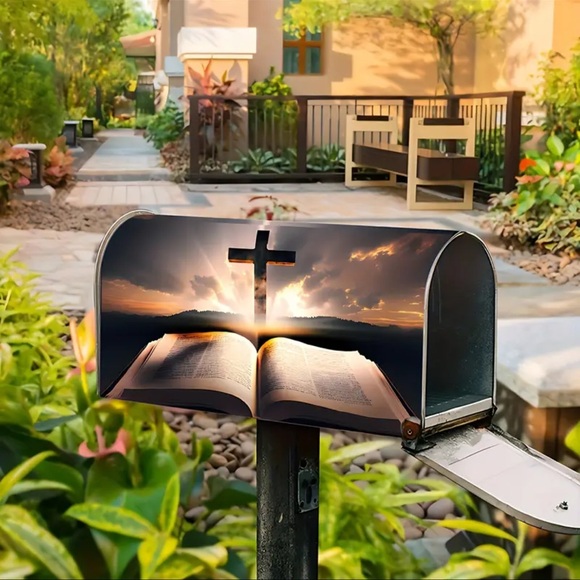 Mailbox Cover, Bible, Holy, Cross, Mailbox Wrap, Fits Standard Mailbox. NEW - Picture 3 of 7